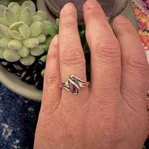 Vintage Gold and Amethyst, diamond ring